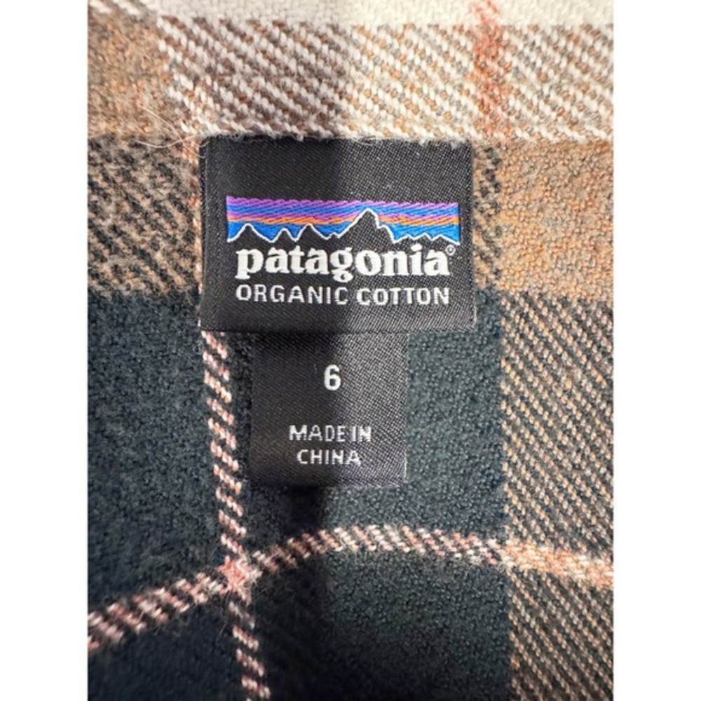 Patagonia | Organic Cotton Plaid Flannel Button Down Shirt Brown Tan 53915 Sz. 6 - Picture 5 of 8